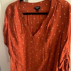 Orange Torrid Blouse w/ diamond shapes